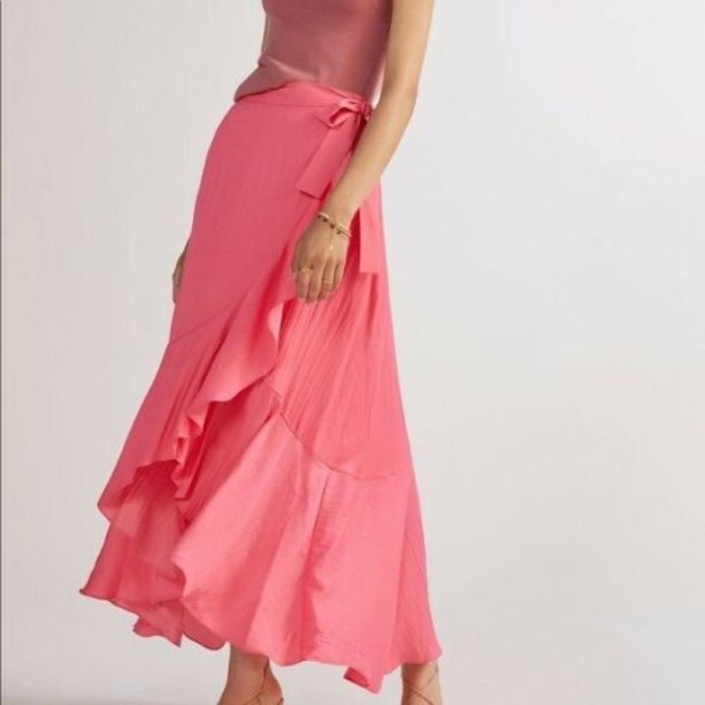 Anthropologie Maeve Ruffled Wrap Maxi Skirt Sz Medium